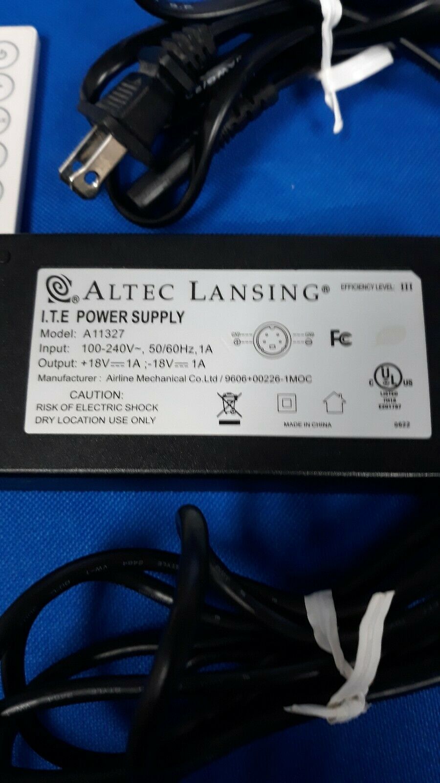 New Altec Lansing I.T.E.A11327 18V 1A Power Supply adapter Cord 9606+00226-2MOC